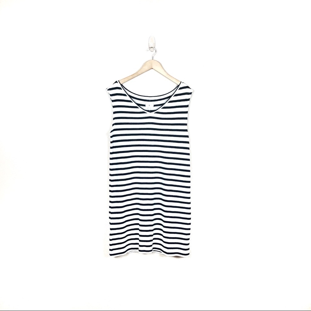 lou & grey • cream & black striped v-neck dress